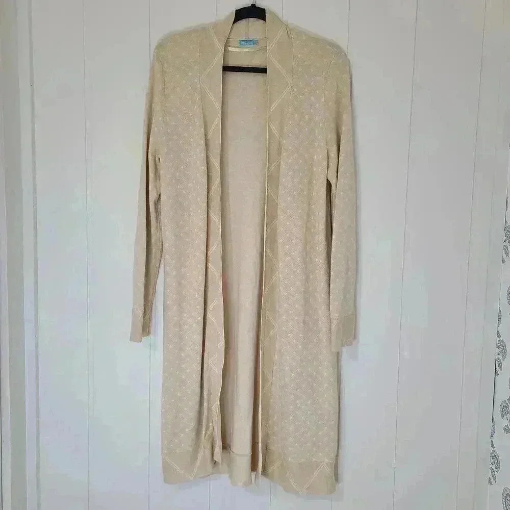 J. McLaughlin Rosalind Cardigan Tan Long Open Size Large